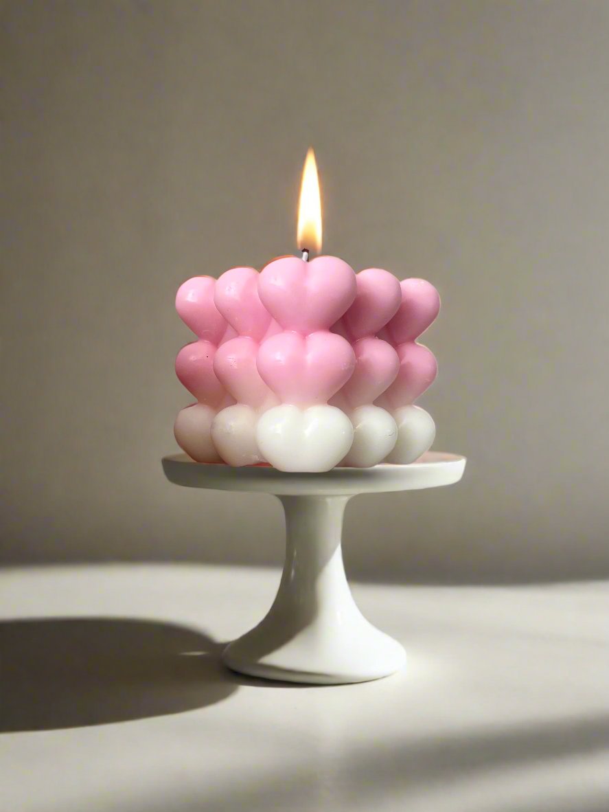 Pink Layered Heart Candle