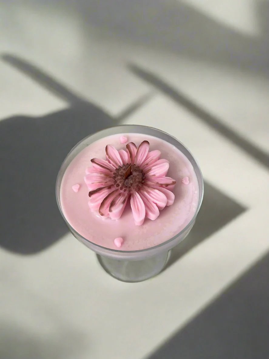 Pink Sunflower Candle