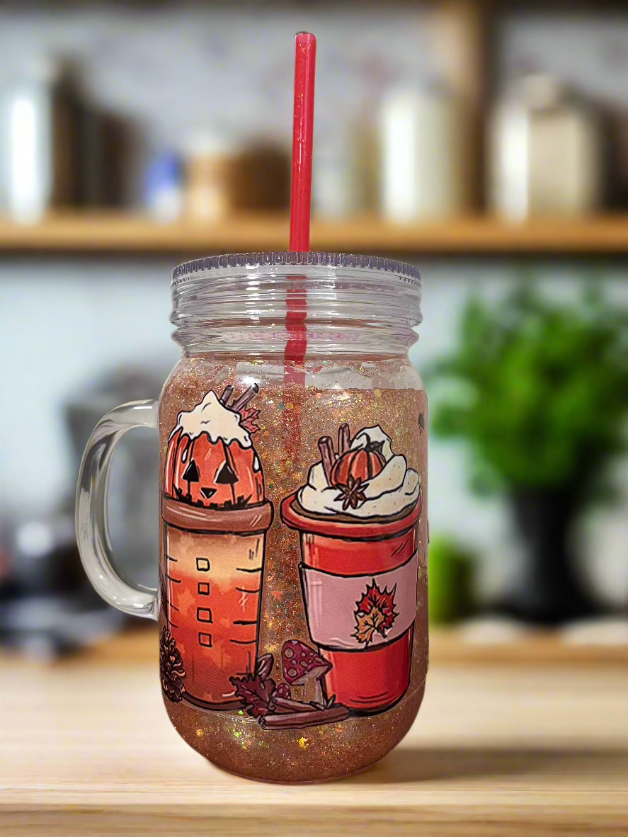 Fall Glitter Mason Jar